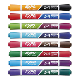 EXPO® 2-in-1 Dry Erase Markers, Broad/Fine Chisel Tip, Assorted Colors, 8/Pack (SAN1944658)