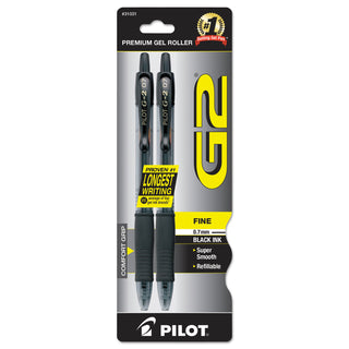 Pilot® G2 Premium Retractable Gel Pen, 0.7mm, Black Ink, Smoke Barrel, 2/Pack (PIL31031)