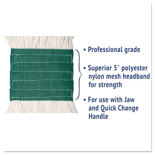 Boardwalk® Super Loop Wet Mop Head, Cotton/Synthetic Fiber, 5" Headband, Medium Size, White (BWK502WHEA)