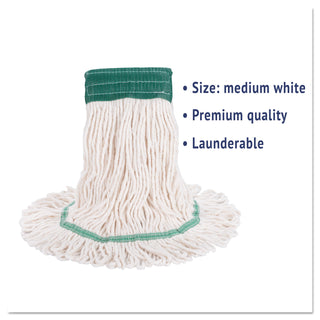 Boardwalk® Super Loop Wet Mop Head, Cotton/Synthetic Fiber, 5" Headband, Medium Size, White (BWK502WHEA)