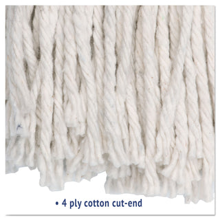 Boardwalk® Premium Cut-End Wet Mop Heads, Cotton, 24oz, White, 12/Carton (UNS224CCT)