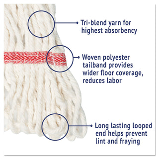 Boardwalk® Super Loop Wet Mop Head, Cotton/Synthetic Fiber, 5" Headband, Large Size, White (BWK503WHEA)