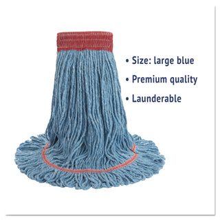 Boardwalk® Super Loop Wet Mop Head, Cotton/Synthetic Fiber, 5" Headband, Large Size, Blue (BWK503BLEA)