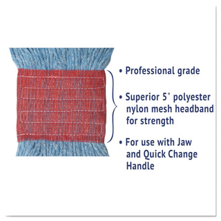 Boardwalk® Super Loop Wet Mop Head, Cotton/Synthetic Fiber, 5" Headband, Large Size, Blue (BWK503BLEA)