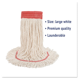 Boardwalk® Super Loop Wet Mop Head, Cotton/Synthetic Fiber, 5" Headband, Large Size, White (BWK503WHEA)