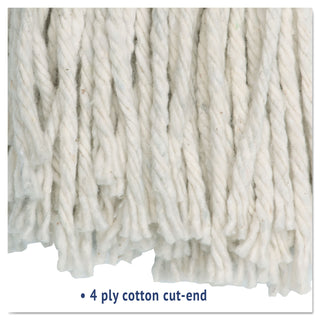 Boardwalk® Cut-End Wet Mop Head, Cotton, #16, White, 12/Carton (UNS2016C)