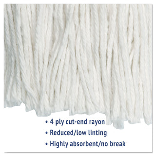 Boardwalk® Cut-End Wet Mop Head, Rayon, No. 20, White (BWK2020REA)