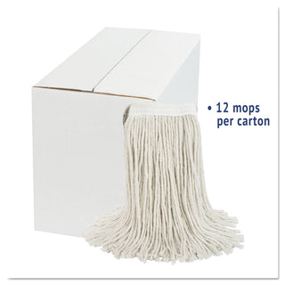 Boardwalk® Cut-End Wet Mop Head, Cotton, White, #20, 12/Carton (UNS2020C-CS)
