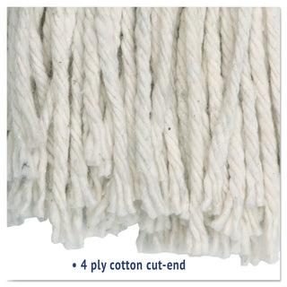 Boardwalk® Cut-End Wet Mop Head, Cotton, No. 16 Size, White (BWK2016CEA)