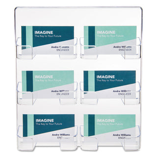 deflecto® 6-Pocket Business Card Holder, 480 Card Cap, 8 1/2 x 9 3/4 x 1 5/8, Clear (DEF70601)