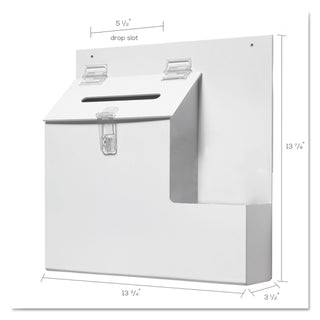deflecto® Suggestion Box Literature Holder w/Locking Top, 13 3/4 x 3 5/8 x 13, White (DEF79803)