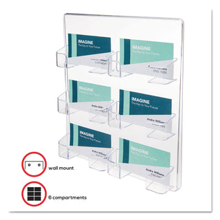 deflecto® 6-Pocket Business Card Holder, 480 Card Cap, 8 1/2 x 9 3/4 x 1 5/8, Clear (DEF70601)
