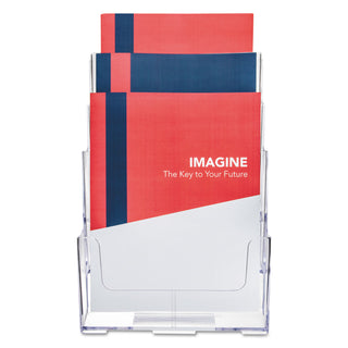 deflecto® 3-Compartment DocuHolder, Magazine Size, 9.5w x 6.25d x 12.63, Clear (DEF77301)