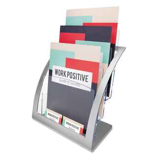 deflecto® 3-Tier Literature Holder, Leaflet Size, 11.25w x 6.94d x 13.31h, Silver (DEF693745)