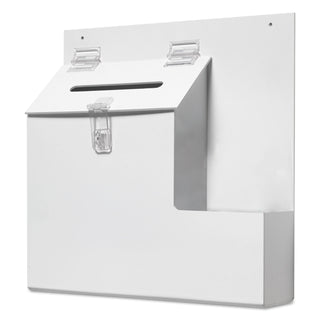 deflecto® Suggestion Box Literature Holder w/Locking Top, 13 3/4 x 3 5/8 x 13, White (DEF79803)