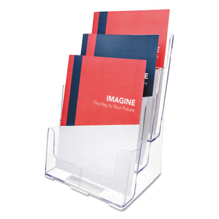 deflecto® 3-Compartment DocuHolder, Magazine Size, 9.5w x 6.25d x 12.63, Clear (DEF77301)