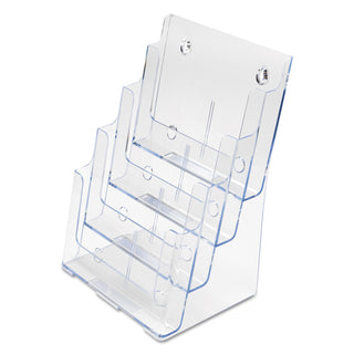 deflecto® 4-Compartment DocuHolder, Magazine Size, 9.38w x 7d x 13.63h, Clear (DEF77441)