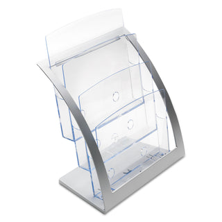 deflecto® 3-Tier Literature Holder, Leaflet Size, 11.25w x 6.94d x 13.31h, Silver (DEF693745)