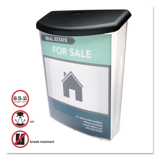 deflecto® Outdoor Literature Box, 10w x 4.5d x 13.13h, Clear/Black (DEF790901)