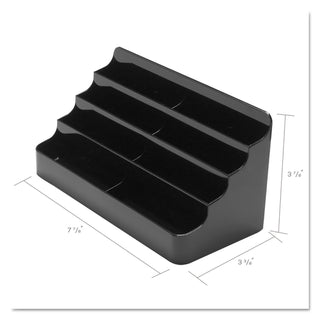 deflecto® 8-Tier Recycled Business Card Holder, 400 Card Cap, 7 7/8 x 3 7/8 x 3 3/8, Black (DEF90804)