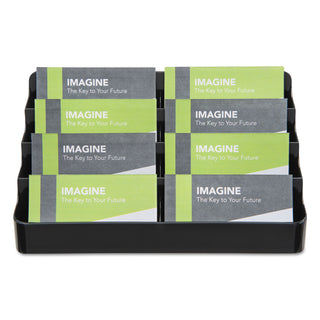 deflecto® 8-Tier Recycled Business Card Holder, 400 Card Cap, 7 7/8 x 3 7/8 x 3 3/8, Black (DEF90804)