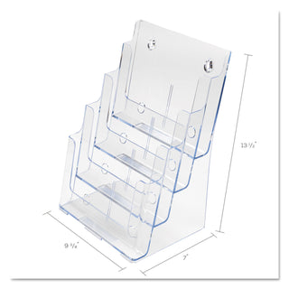 deflecto® 4-Compartment DocuHolder, Magazine Size, 9.38w x 7d x 13.63h, Clear (DEF77441)