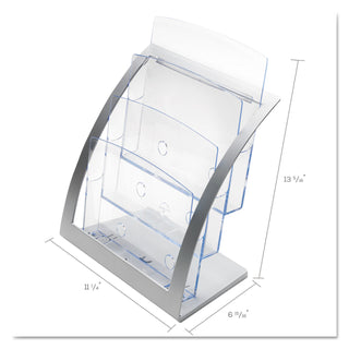 deflecto® 3-Tier Literature Holder, Leaflet Size, 11.25w x 6.94d x 13.31h, Silver (DEF693745)