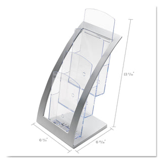 deflecto® 3-Tier Literature Holder, Leaflet Size, 6.75w x 6.94d x 13.31h, Silver (DEF693645)