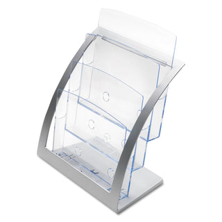 deflecto® 3-Tier Literature Holder, Leaflet Size, 11.25w x 6.94d x 13.31h, Silver (DEF693745)