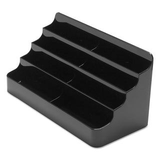 deflecto® 8-Tier Recycled Business Card Holder, 400 Card Cap, 7 7/8 x 3 7/8 x 3 3/8, Black (DEF90804)