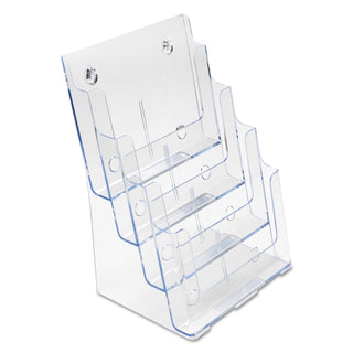 deflecto® 4-Compartment DocuHolder, Magazine Size, 9.38w x 7d x 13.63h, Clear (DEF77441)