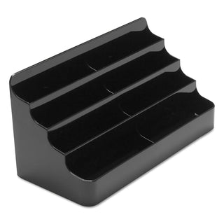 deflecto® 8-Tier Recycled Business Card Holder, 400 Card Cap, 7 7/8 x 3 7/8 x 3 3/8, Black (DEF90804)