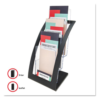 deflecto® 3-Tier Literature Holder, Leaflet Size, 6.75w x 6.94d x 13.31h, Black (DEF693604)