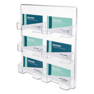 deflecto® 6-Pocket Business Card Holder, 480 Card Cap, 8 1/2 x 9 3/4 x 1 5/8, Clear (DEF70601)
