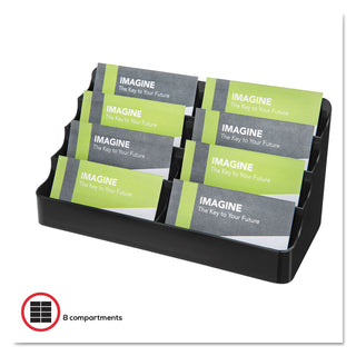 deflecto® 8-Tier Recycled Business Card Holder, 400 Card Cap, 7 7/8 x 3 7/8 x 3 3/8, Black (DEF90804)