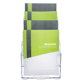 deflecto® 4-Compartment DocuHolder, Magazine Size, 9.38w x 7d x 13.63h, Clear (DEF77441)
