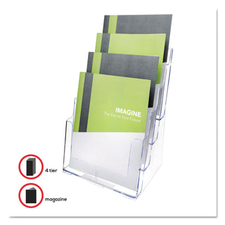 deflecto® 4-Compartment DocuHolder, Magazine Size, 9.38w x 7d x 13.63h, Clear (DEF77441)