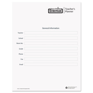 House of Doolittle™ Recycled Teacher's Planner, Weekly, Two-Page Spread (Seven Classes), 11 x 8.5, Blue Cover (HOD50907)