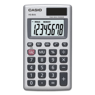 Casio® HS-8VA Handheld Calculator, 8-Digit LCD, Silver (CSOHS8VA)