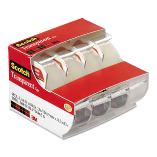 Scotch® Transparent Tape In Handheld Dispenser, 1" Core, 0.75" x 70.83 ft, Transparent, 4/Pack (MMM4184)