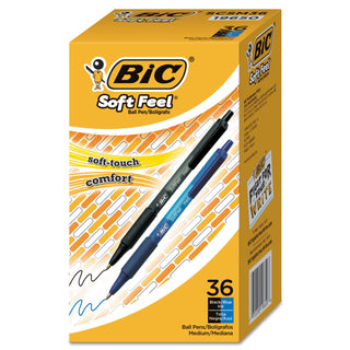 BIC® Soft Feel Retractable Ballpoint Pen, 1mm, Assorted Ink/Barrel, 36/Pack (BICSCSM361AST)