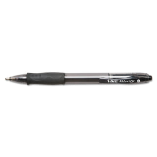BIC® Velocity Atlantis Bold Retractable Ballpoint Pen, 1.6mm, Black Ink, Smoke Barrel, Dozen (BICVLGB11BK)