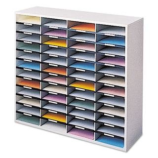 Fellowes® Literature Organizer, 48 Letter Compartments, 38.25 x 11.88 x 34.69, Dove Gray (FEL25081)