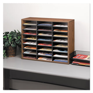 Fellowes® Literature Organizer, 24 Letter Compartments, 29 x 11.88 x 23.44, Medium Oak (FEL25043)