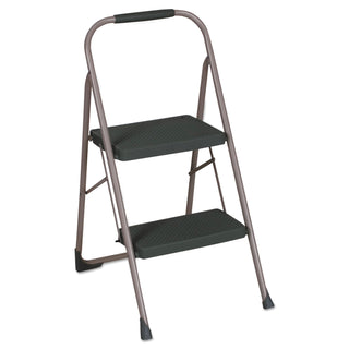 Cosco® Big Step Folding Stool, 2-Step, 200 lb Capacity, 22" Spread, Black/Gray (CSC11308PBL1E)