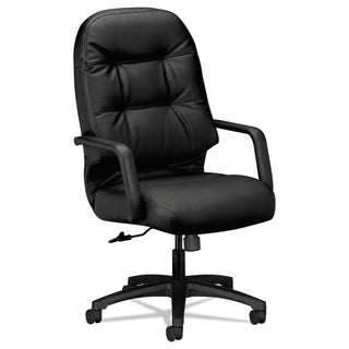 HON® Pillow-Soft 2090 Series Executive High-Back Swivel/Tilt Chair, Supports up to 300 lbs., Black Seat/Black Back, Black Base (HON2091SR11T)