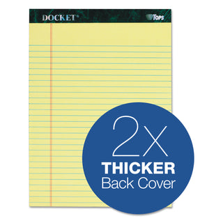TOPS™ Docket Ruled Perforated Pads, Wide/Legal Rule, 50 Canary-Yellow 8.5 x 11.75 Sheets, 6/Pack (TOP63406)