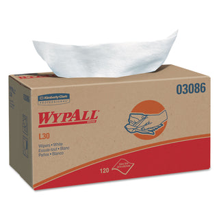 WypAll® L30 Towels, POP-UP Box, 10 x 9.8, White, 120/Box, 10 Boxes/Carton (03086KIM)
