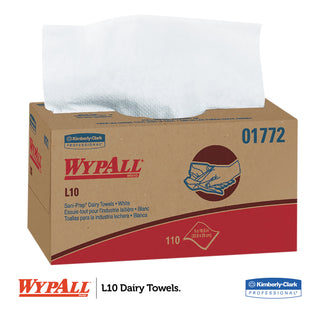 WypAll® L10 SANI-PREP Dairy Towels, POP-UP Box, 1-Ply, 10.25 x 10.5, White, 110/Pack, 18 Packs/Carton (01772KIM)