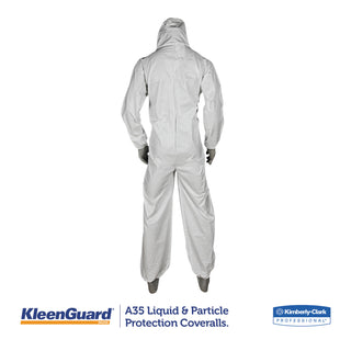 KleenGuard™ A35 Liquid and Particle Protection Coveralls, Zipper Front, Hooded, Elastic Wrists and Ankles, 2X-Large, White, 25/Carton (KCC38941)